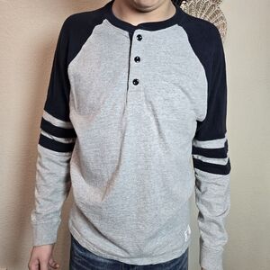 Abercrombie Fitch Shirt Mens Lge  Gray  Long Stripe Sleeve Athletic Dept Heavy